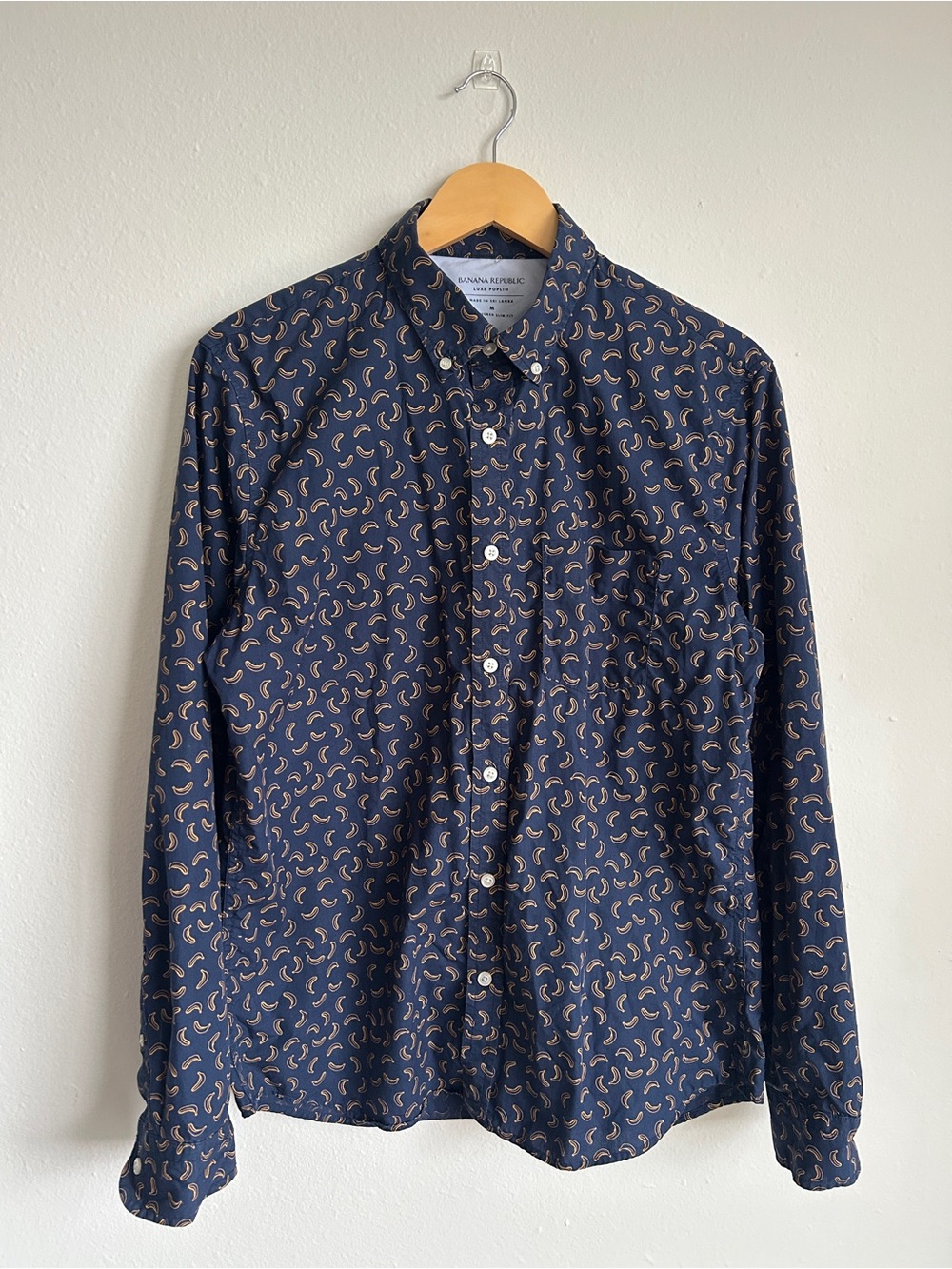 Banana Republic Men's Navy Printed Banana Button-Down Shirt